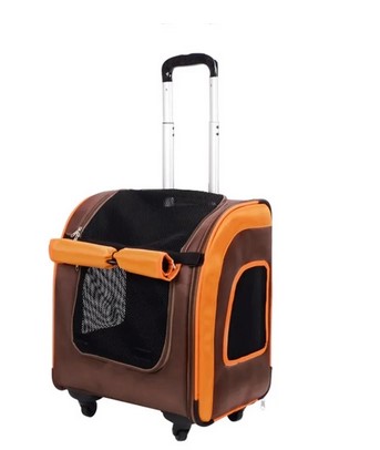 Trolley et Sac à dos Liso Backpack pour Chien et Chat Brun et Orange - Ibiyaya