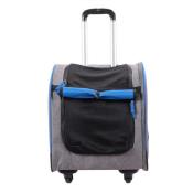 Trolley et Sac à dos Liso Backpack pour Chien et Chat Gris et Bleu - Ibiyaya