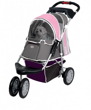 poussette pour chien rose